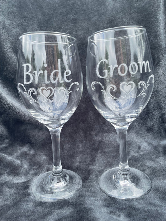 Laser engraved wine glasses