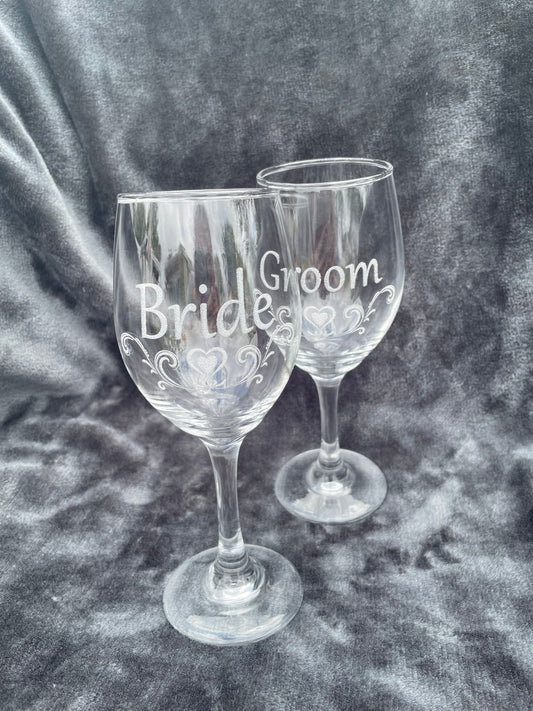 Laser engraved wine glasses
