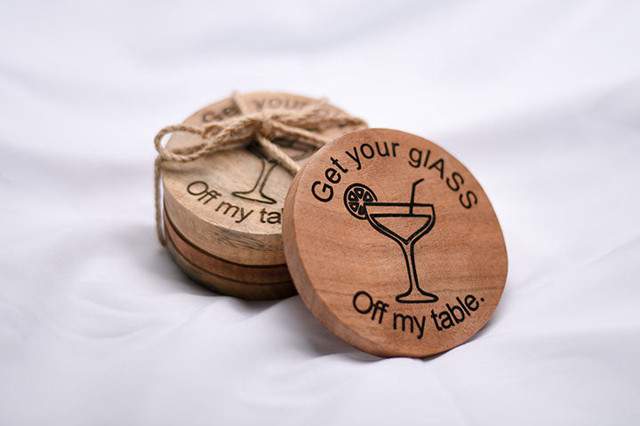 Rustic wood coaster [Glass off my table]