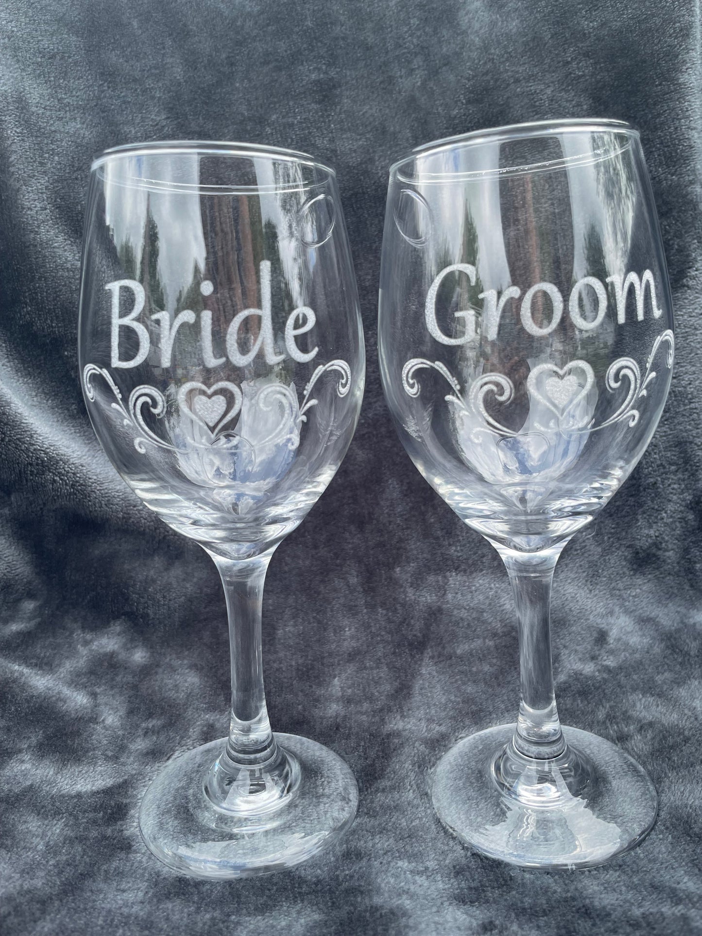 Laser engraved wine glasses